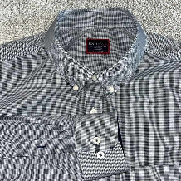 UNTUCKit LS Check Plaid Wrinkle Free Reg Fit Dress Shirt 100% Cotton Kamptaler - Picture 2 of 6
